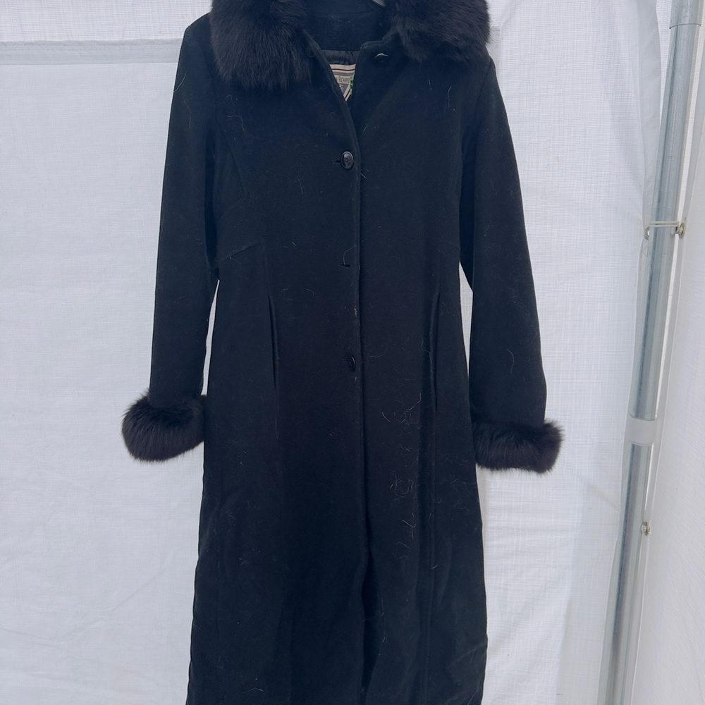 Marvin Richard Black Fur-Trimmed Women's Coat